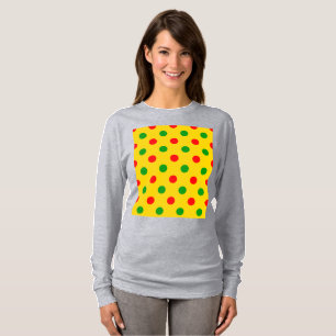 Gul Röd Grön Polka Prickar Design T Shirt