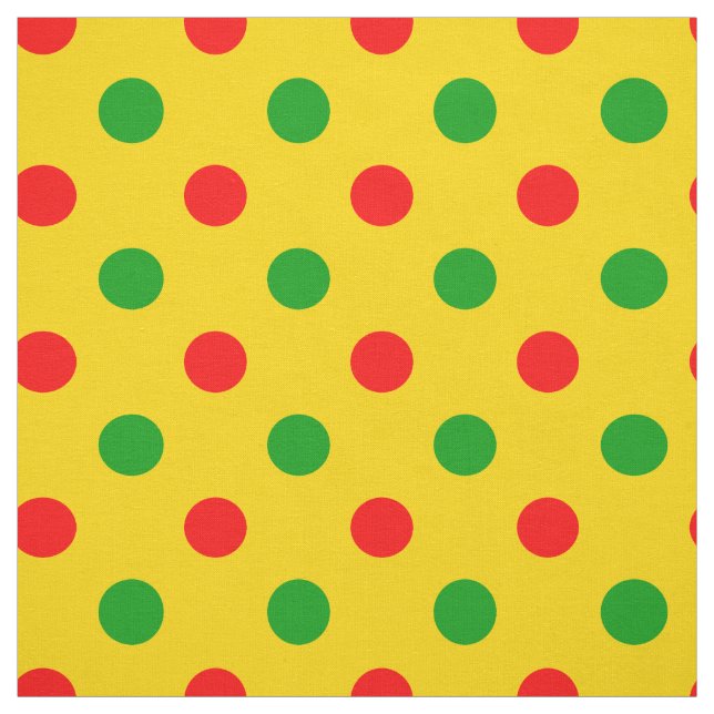 Gul Röd Grön Polka Prickar Design  Tyg (Provkarta)