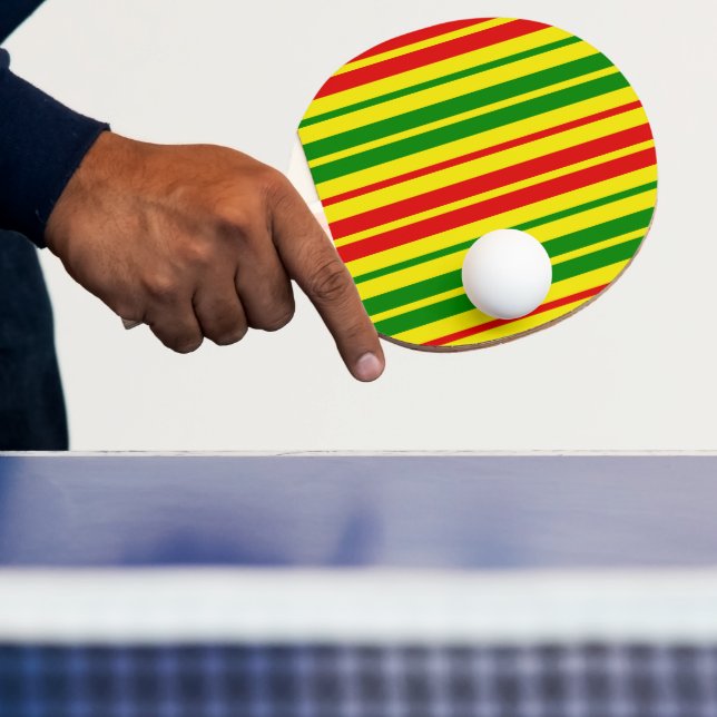 Gul Röd Grön Randigt Mönster   Pingisracket (Insitu)