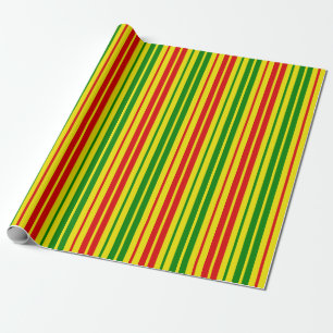 Gul Röd Grön Randigt Mönster Presentpapper