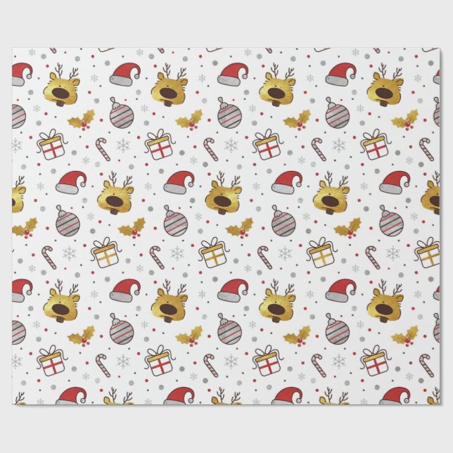 Gul röd jul sömlös mönster presentpapper (Platt)