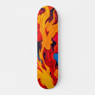 Gul röd och blå eld flam abstrakt konst mini skateboard bräda 18,5 cm
