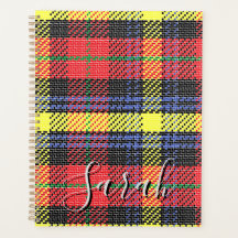 Gul & Röd Tartan Rutig Monogramnamn