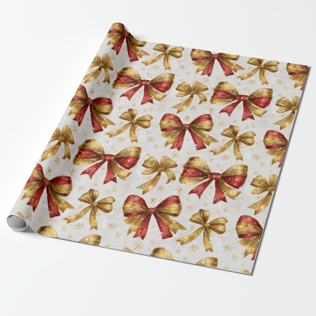 Gul Röda Slingor Jul Presentpapper (Utrullad)