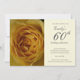 Gul ros 60:e Födelsedagsfest inbjudan