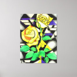 Gul ros Abstrakt Geometric Art Canvastryck
