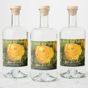 Gul ros-anpassad spritflaskor etikett