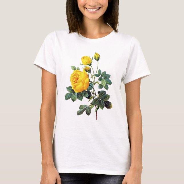 Gul ros av Pierre Joseph Redoute Tee Shirt (Framsida)