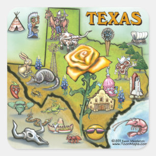 Gul ros av Texas Fyrkantigt Klistermärke
