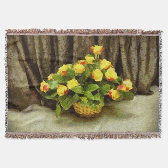 Gul ros basket målning filt (Framsidan)