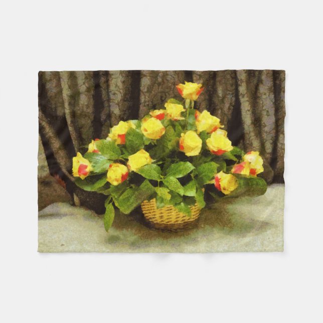 Gul ros basket målning fleecefilt (Framsidan (Horisontell))