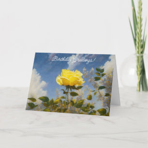 Gul ros Blå himmel Garden Birthday Card Kort