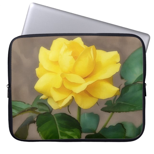 Gul Ros Blomma Bärbar Dator Fodral (Framsidan)