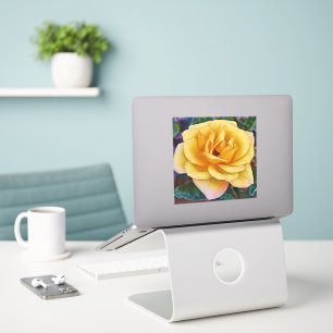 Gul Ros Blomma Blommig Konst Stor Klistermärke Klistermärken