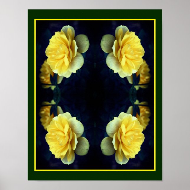 Gul ros blomma i Abstrakten Bloom Poster (Framsidan)