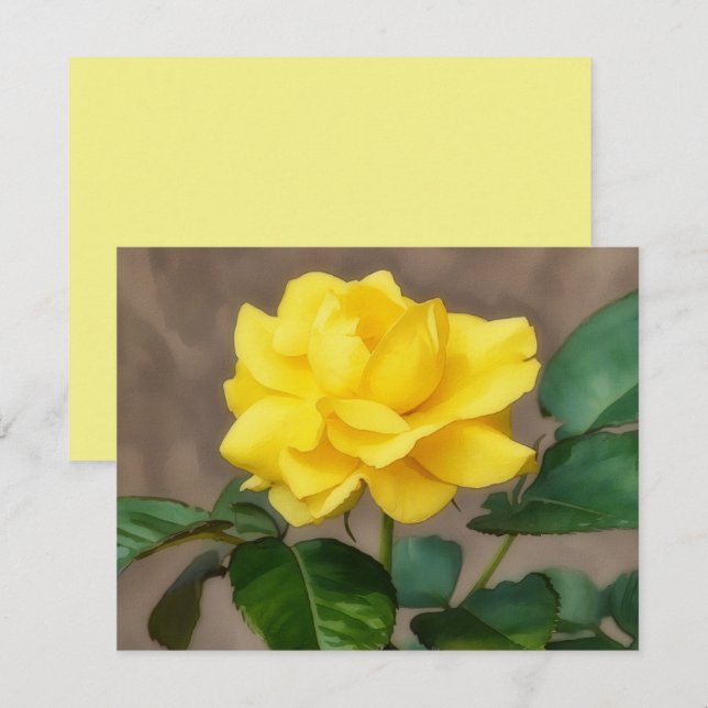 Gul Ros Blomma Konst Notkort Set Anteckningskort (Fram/baksida)