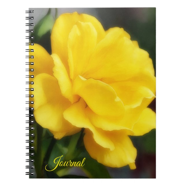 Gul Ros Blomma Konst Personlig Dagbok Anteckningsbok (Framsidan)