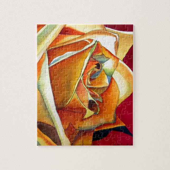 Gul Ros blomma original akvarell Konst Pussel (Vertikal)