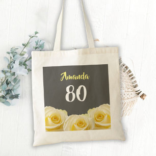 Gul ros Blommans Blommigt 80:e födelsedagen Tygkasse