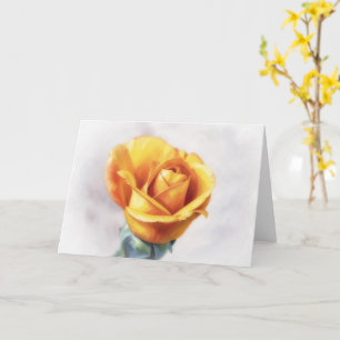 Gul Ros Blommig Blomma Vattenfärg Stil Kort