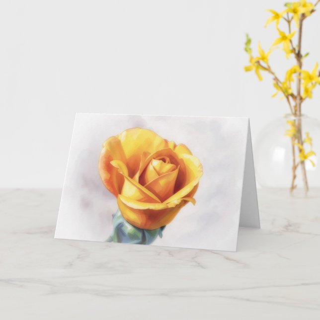 Gul Ros Blommig Blomma Vattenfärg Stil Kort (Gul blomma)