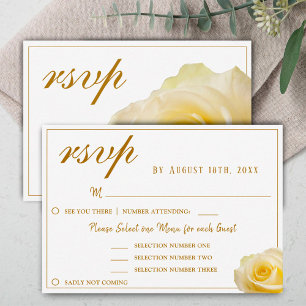 Gul Ros Blommig Bröllopsmeny Val RSVP-kort OSA Kort