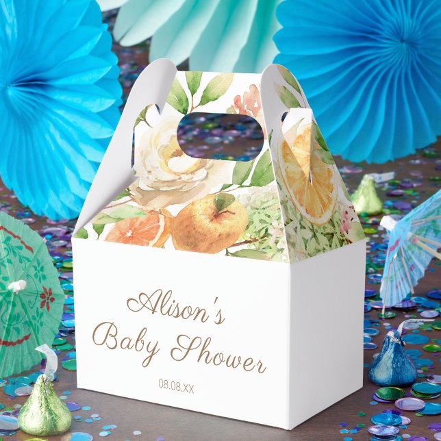 Gul Ros Blommig Grönska Flicka Baby Shower Presentaskar (Skapare uppladdad)