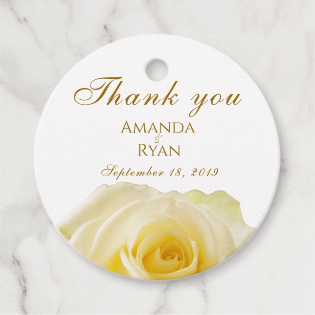 Gul ros Blommigt Bröllop Gåvor Etiketter (Framsida)