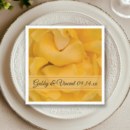 Gul ros Blommigt Bröllop Pappersservett