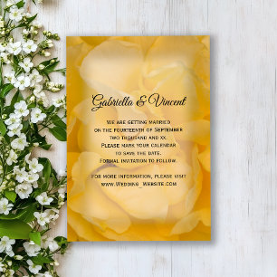 Gul ros Blommigt Bröllop spara datum Datumet