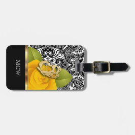 Gul ros Blommigt Design | Monogram Bagagebricka