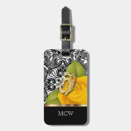 Gul ros Blommigt Design | Monogram Bagagebricka
