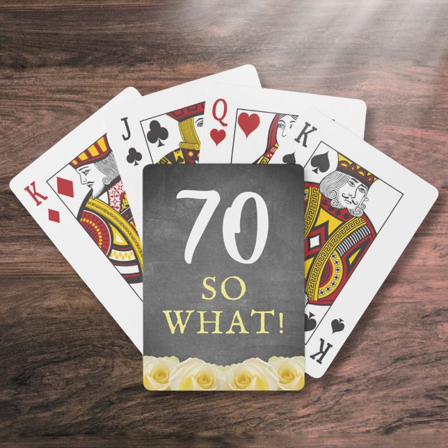 Gul ros-Blommigt för kalkbord 70:e födelsedag Casinokort (Skapare uppladdad)