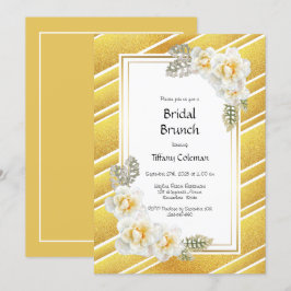 Gul ros Blommigt Guld Möhippa Brunch Inbjudningar