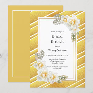 Gul ros Blommigt Guld Möhippa Brunch Inbjudningar