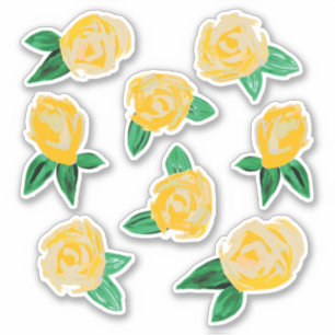 Gul ros Blommigt Stickers Klistermärken