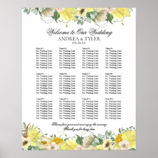 Gul ros Blommigtens sittdiagram Poster