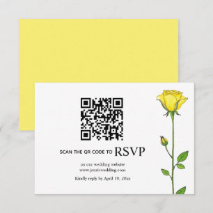 Gul ros blommor QR-kod blommigt bröllop OSA Kort