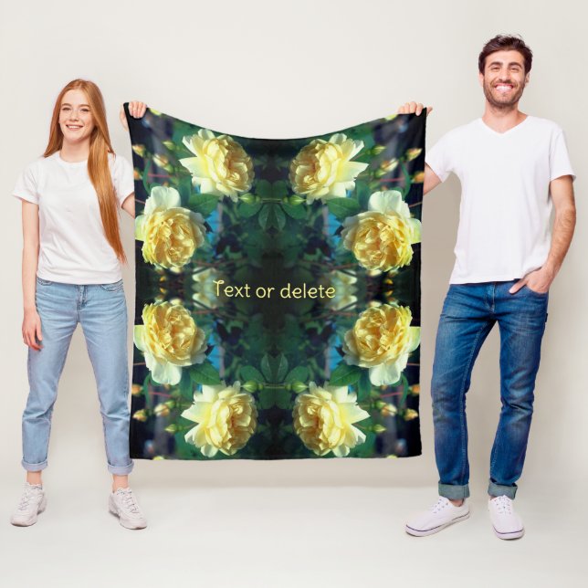 Gul Ros Blommparsmönster Personligt Fleecefilt (På plats)