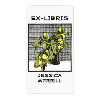 Gul ros bokplåt Ex-Libris Fraktsedel