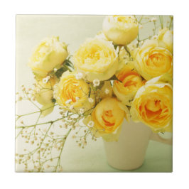 gul ros bouquet kakelplatta