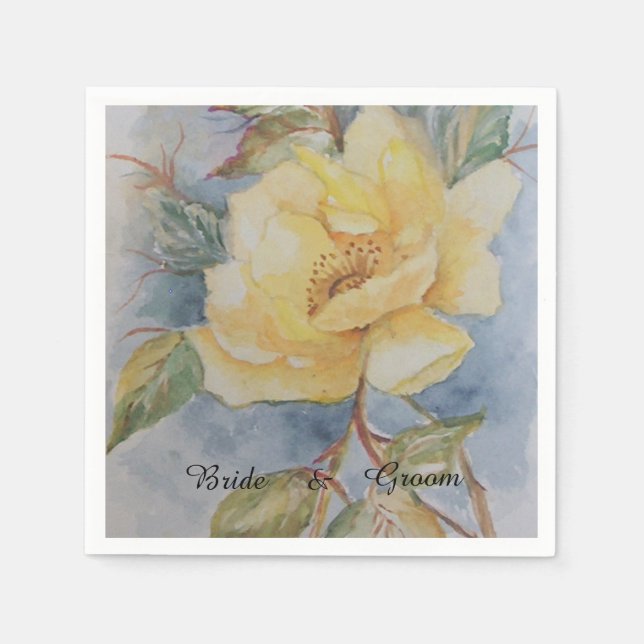 Gul ros bouquet pappersservett (Framsidan)