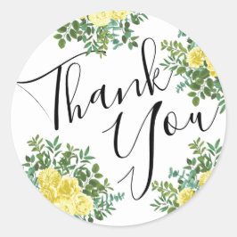 Gul ros Bröllop Vintage Blommigt Runt Klistermärke