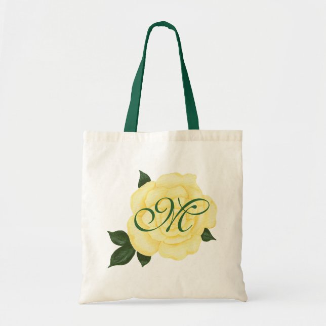 Gul ros brudtärnaMonogramtote bags Tygkasse (Framsidan)