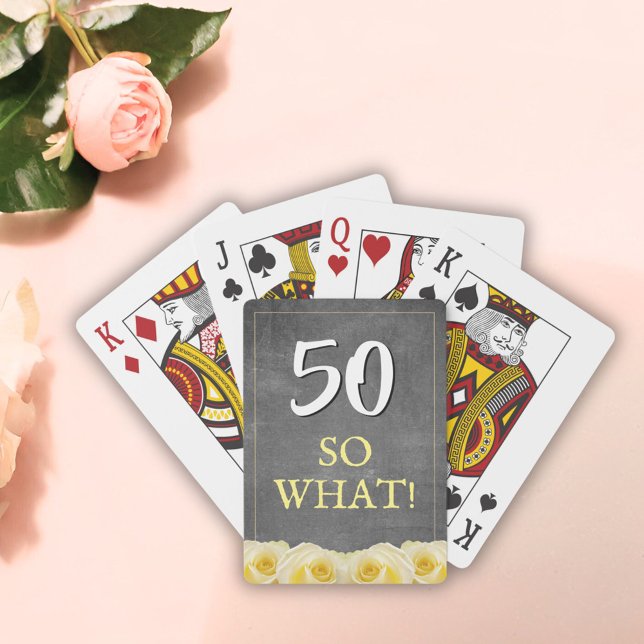 Gul ros Chalkboard Funny 50:e födelsedag Casinokort (Skapare uppladdad)