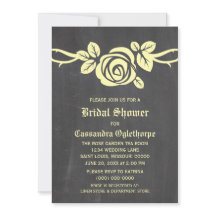 Gul ros Chalkboard Möhippa Inbjudan