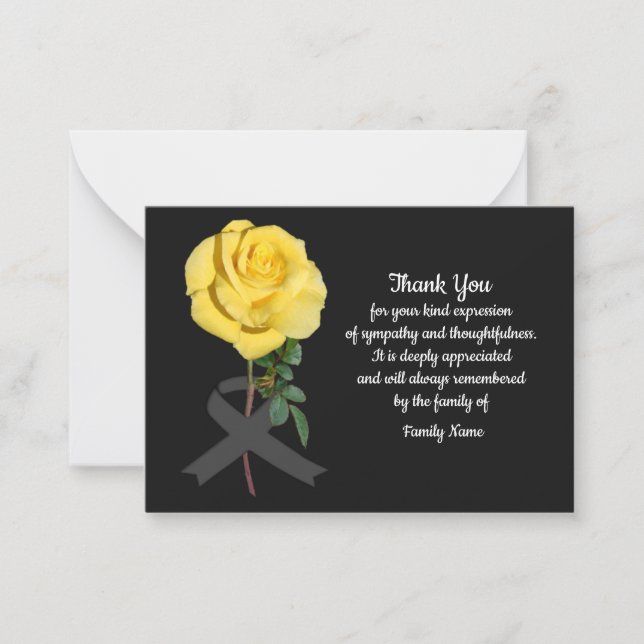 Gul ros efter ditt vanliga tackkort anteckningskort (Framsida)