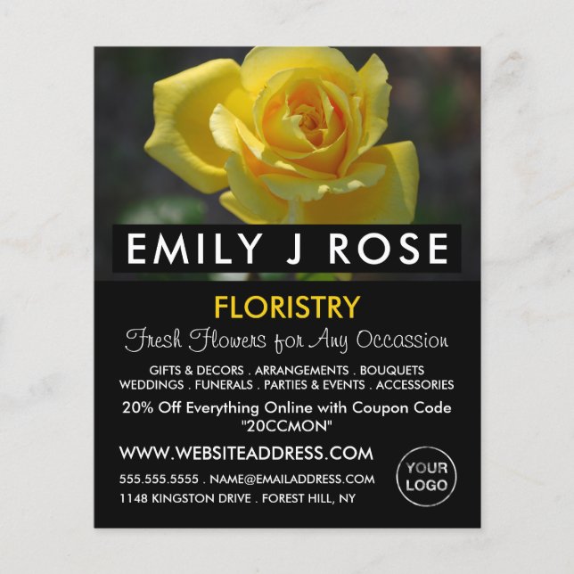 Gul ros, Floristry Advertising Flyer (Framsidan)