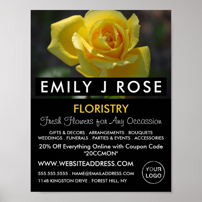 Gul ros, Floristry Advertising Poster (Framsidan)