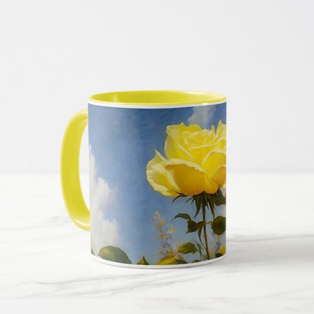 Gul ros Flower Art Mugg Kopp (Framsida vänster)